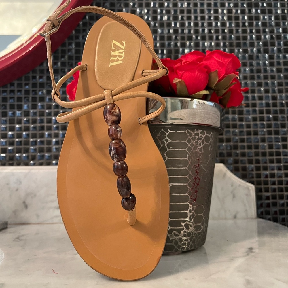 Zara beaded leather sandals